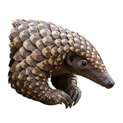 Fototapeta premium Pangolin isolated on white background, unique mammal with scales and claws, wildlife