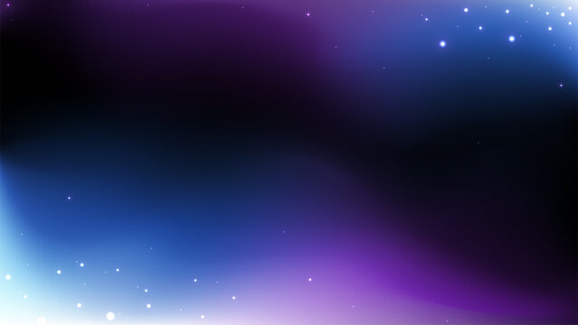 Abstract Dark Space Background with Glowing Stars and Blue Purple Gradient, Vector Illustration