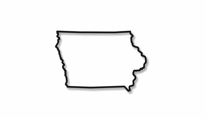 Iowa State Map Outline, Vector Illustration, Black Silhouette, Geographic Boundary © Professor