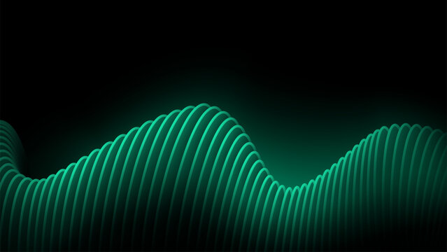 Abstract Green Glowing Wave Background, Vector Illustration