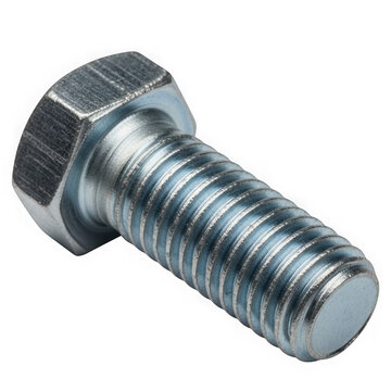 Single metal bolt with a hexagonal head Isolated on Transparent Background