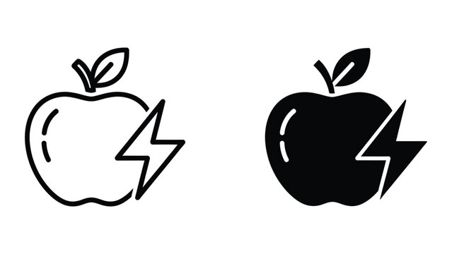 Black and white lightning apple logo icon