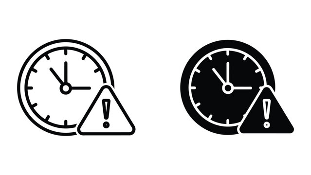 Warning clock icons with exclamation mark