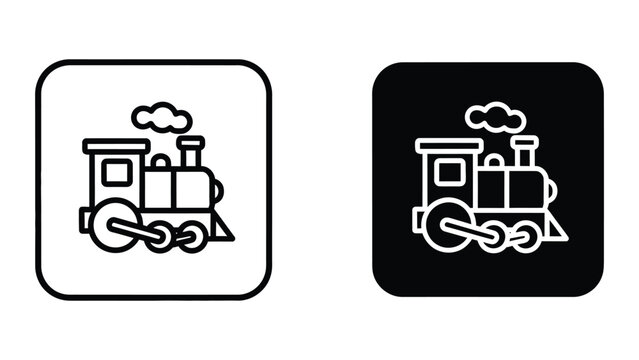 Minimalist steam train icon with chain and smoke