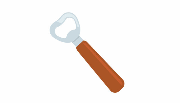 Brown bottle opener, metal cap remover, vector illustration, kitchen tool, beer opener