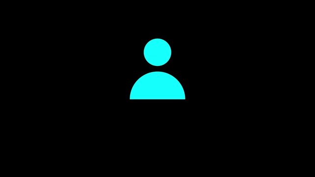 man icon animation on a black background.User animated icon with alpha channel.4k video animation.