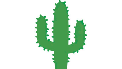 A bright green cactus with rounded arms and subtle texture stands against a white background © Suha