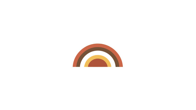 Abstract semi-circle composed of three arched bands in warm earth tones