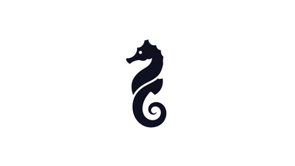 Obraz premium Dark silhouette of a seahorse with a curled tail on a white background