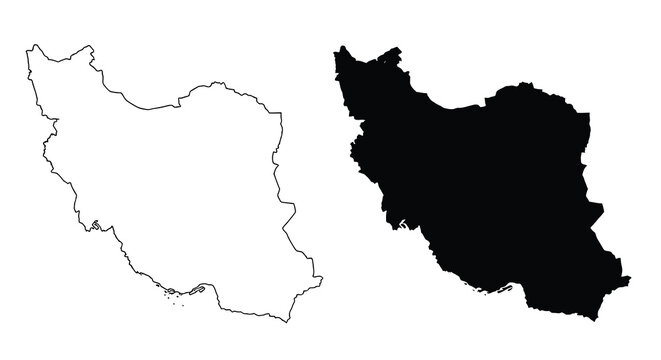 iran map outline and filled silhouette high quality