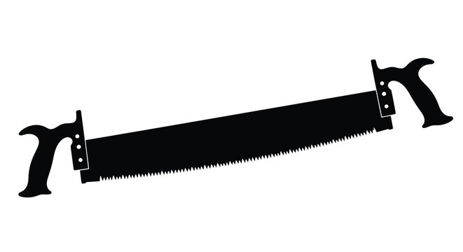 Two handed saw silhouette high quality professional detailed
