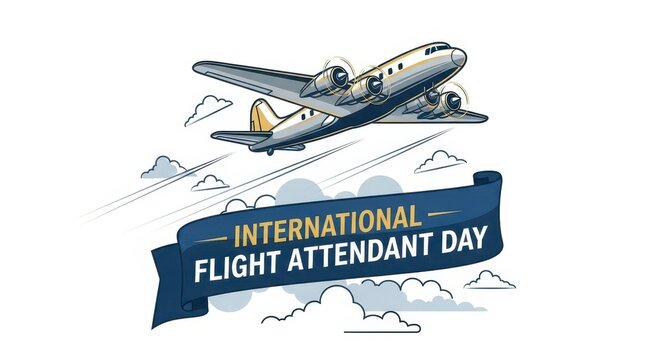 international flight attendant day celebration with airplane and world map background
