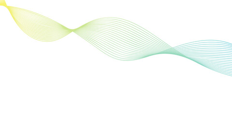 Fototapeta premium flowing wave of gradient lines in yellow and green, isolated on white background.