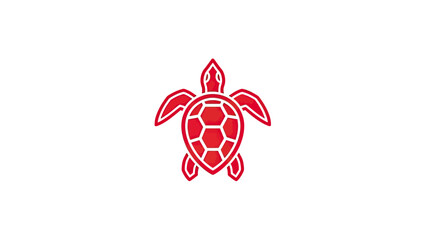 Stylized red turtle with white outlines against a white background © Sendal