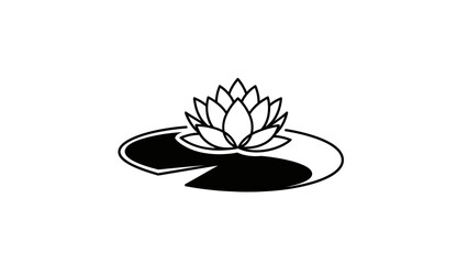 Stylized black and white lotus flower on a lily pad © Sendal