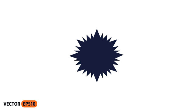 Dark blue, sharp, spiky starburst shape against a plain white background