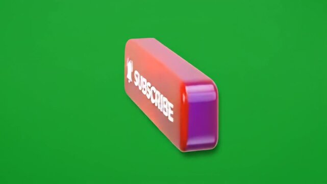 Glossy green screen subscribe button 