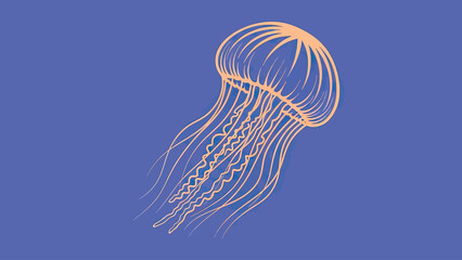 Orange jellyfish illustration on a muted purple background © Sendal