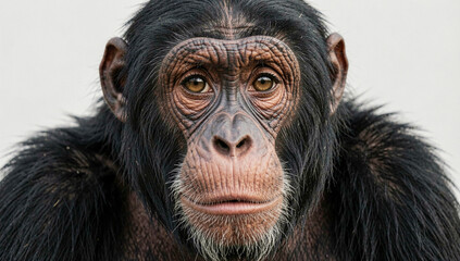 Naklejka premium The monkey's eyes are open wide and it looks directly at the camera.