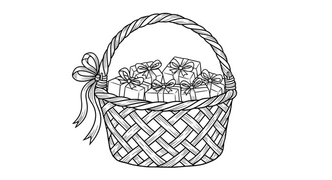 Elegant Woven Gift Hamper Basket with Handle for Celebration and Storage