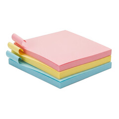 Fototapeta premium Stack of colorful sticky notes memo pads isolated on transparent background 