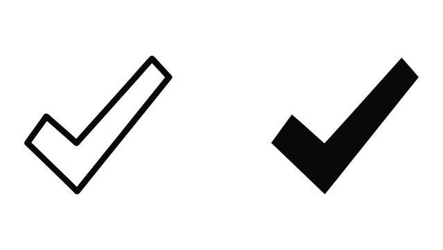 Simple checkmark icon in black and white outline style