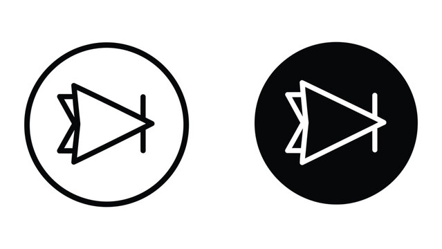Modern diode symbol with black and white contrast background
