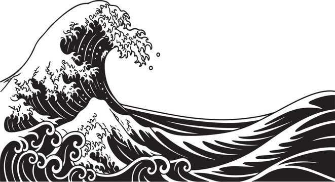 Japanese Wave Great Wave Style Illustration Design