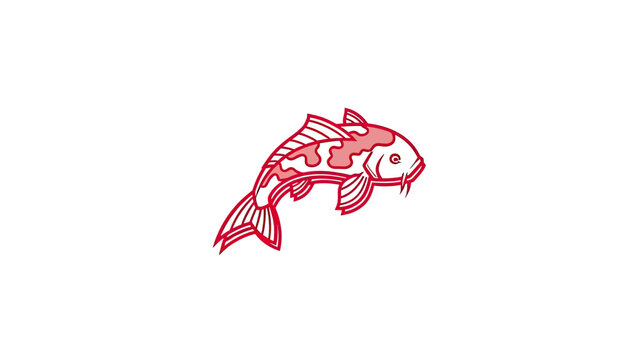 stylized red and white koi fish illustration