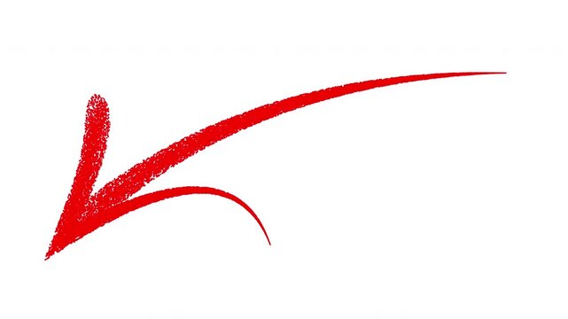 Hand-drawn red arrow animation pointing left minimalist motion