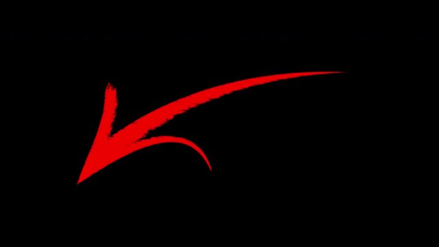 Red hand-drawn arrow animation pointing downward for digital marketing and ui pointer