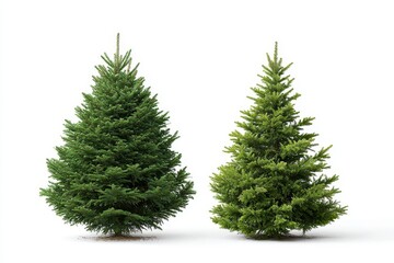 Obraz premium Conifer saplings isolated on white background: Norway spruce and Serbian spruce