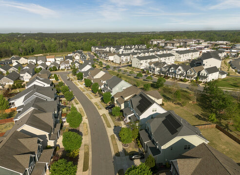 Aerial view of a new housing development in Wendell , in Eastern Wake County North Carolina, a fast growing suburb of Raleigh