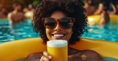  portret smiling woman with dark curly hair and brown skin