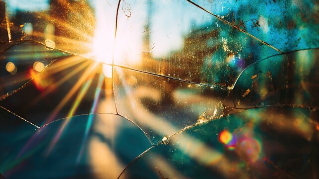Sunbeams Through Cracked Car Window