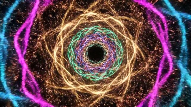 Vibrant colorful neon light trails swirling.