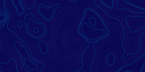 Dark blue topographic map background with neon cyan contour lines, abstract geographic relief pattern for tech designs. Organic terrain elevation pattern. Blue contour lines on a dark background.  © Creative Lis
