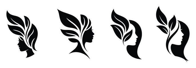 minimalist black and white feather illustrations set isolated on white background © MOHAMMADSHARIFUL