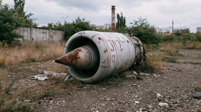 Close-up of a rusted radial aircraft engine abandoned in an overgrown field, highlighting corroded steel components and weathered industrial textures.