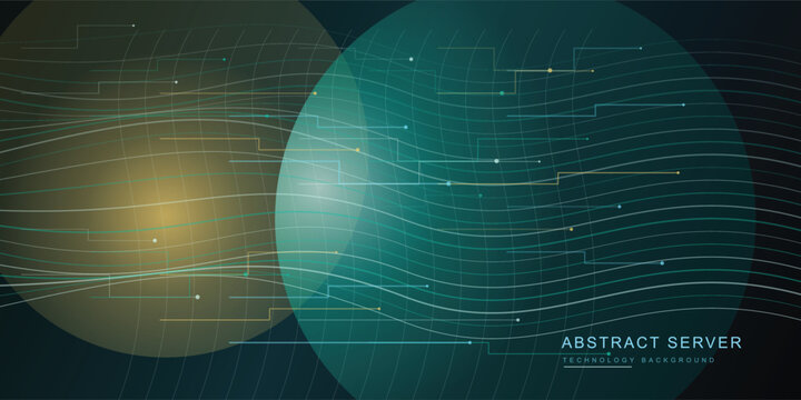 Abstract digital network background with glowing circles and data streams futuristic technology concept for server or cloud computing