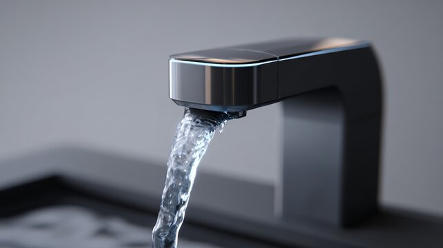 Water flows down a sleek device, showing how saving and cleaning water is important.