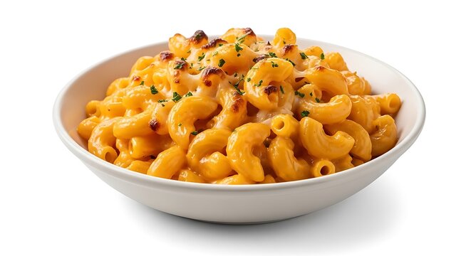 Macaroni pasta with cheese in a white bowl

