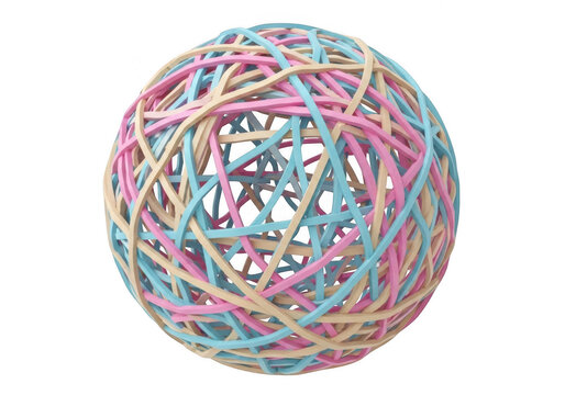 Colorful rubber bands ball with multicolored strands