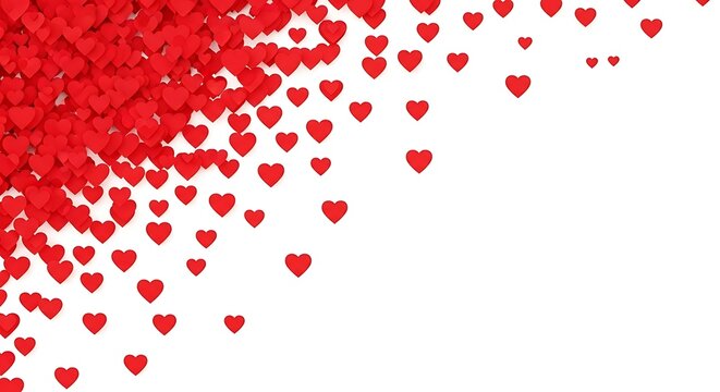 Red hearts cascade a vibrant and festive background for love and celebration