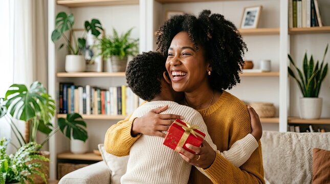 Heartwarming mother's day a loving embrace and gift for mom family celebration