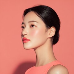 Fototapeta premium Korean woman startup founder in cosmetics studio with soft lighting