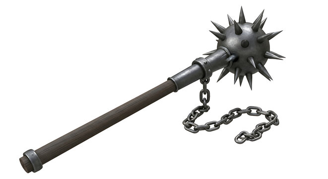 Medieval spiked mace weapon isolated on white background
