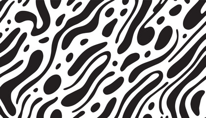 Obraz premium Abstract Fluid Organic Wavy Pattern Seamless Black and White Liquid Swirl Background