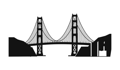 Fototapeta premium Golden gate bridge silhouette against a white background a detailed black and white vector illustration silhouette high quality professional modern elegant stylish clean crisp