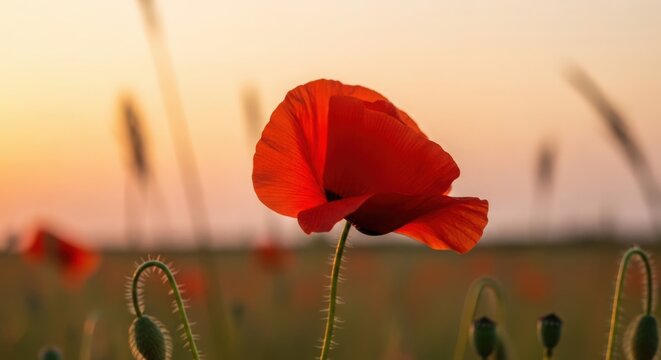 Vibrant red poppy a symbol of remembrance for memorial day